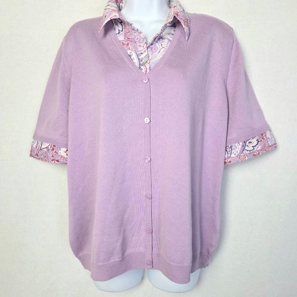 Alfred Dunner Paisley Trim Sweater Blouse XL